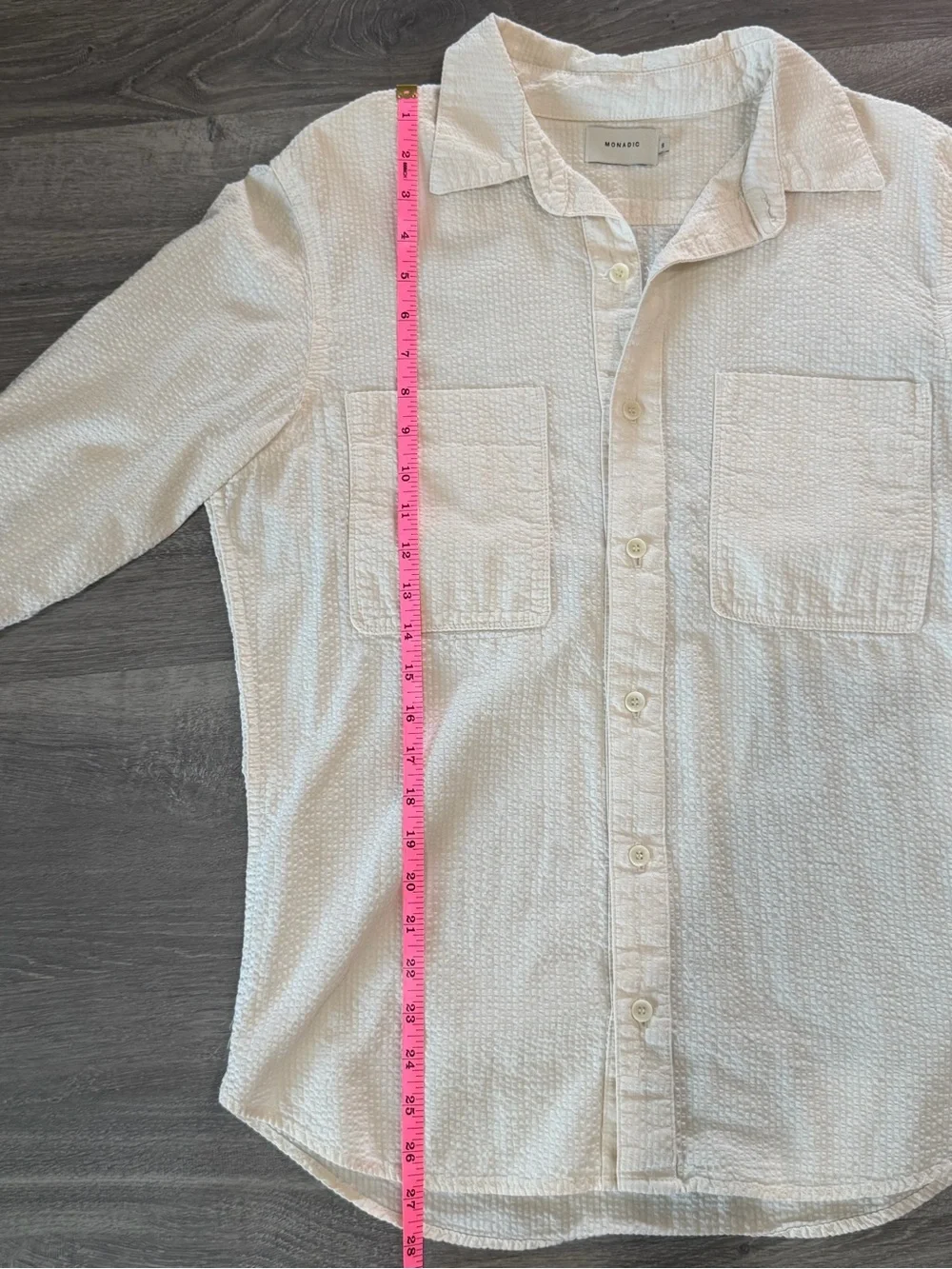 Monadic Aetna Bone Seersucker Japanese Cotton Utility Shirt Made in LA Size S - Picture 9 of 9
